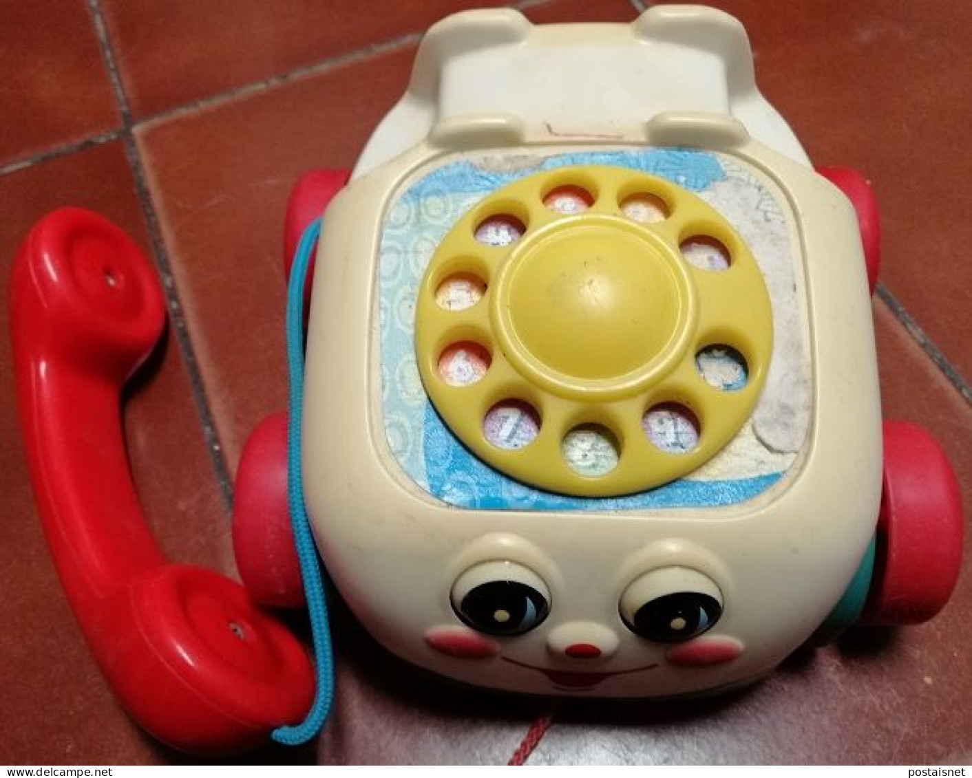 Telefone Fisher-Price Com Cara Divertida E Fio Para Puxar - Vintage/Retro - Altri & Non Classificati