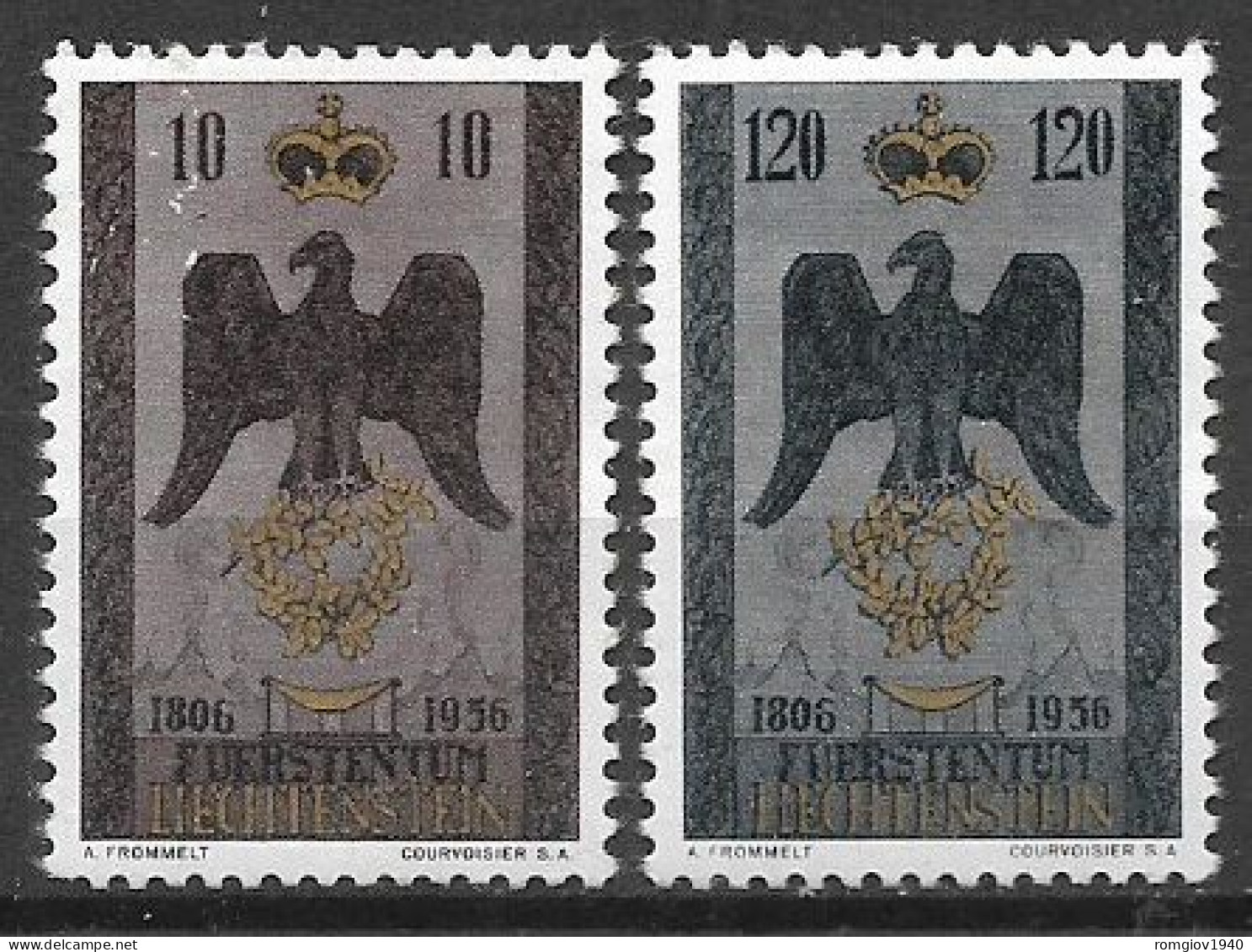 LIECHTENSTEIN  1956  ANNIVERSARIO SOVRANITA' DEI PRINCIPI  UNIF. 313-314 MLH VF - Neufs