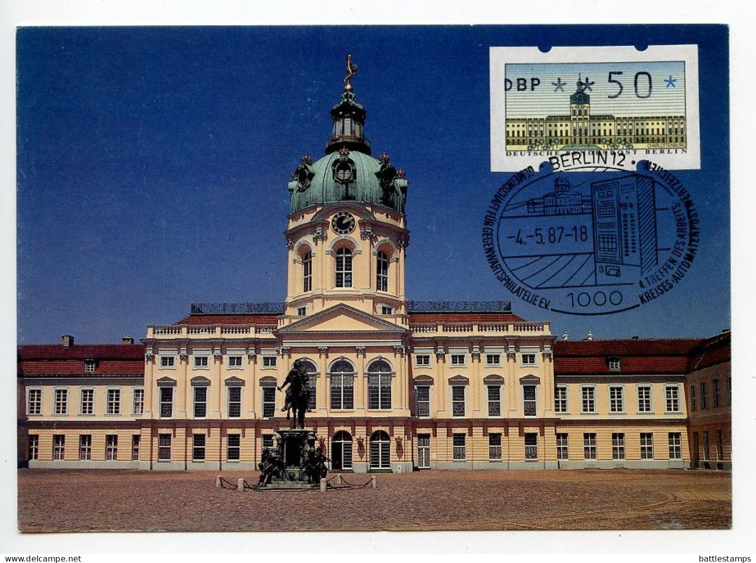 Germany, Berlin 1987 Maximum Card ATM / Frama Stamp - 50pf. Charlottenburg Palace - Cartes-Maximum (CM)