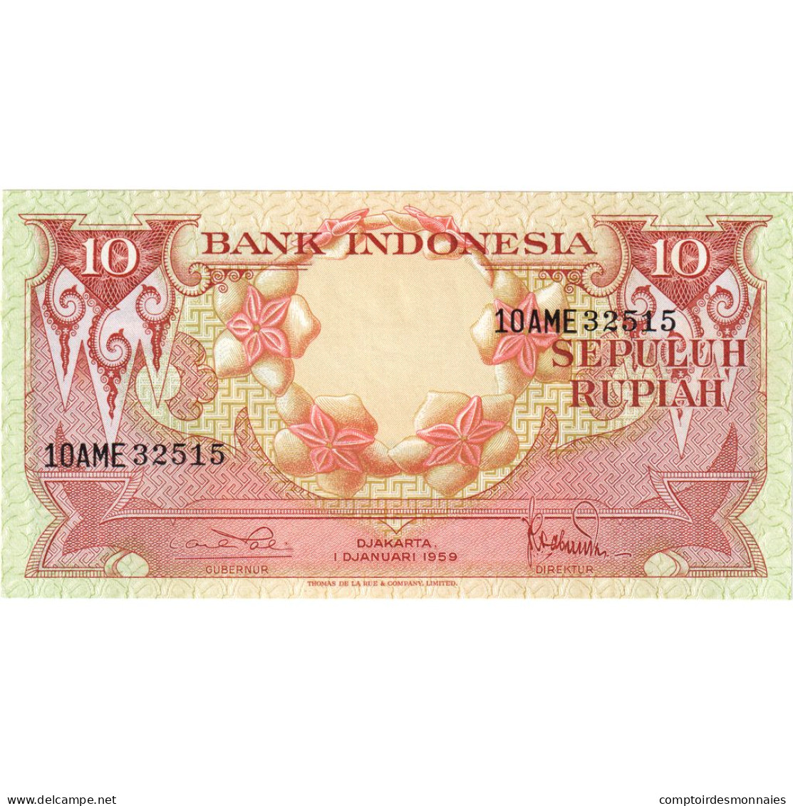 Billet, Indonésie, 10 Rupiah, 1959, 1959-01-01, KM:66, NEUF - Indonesia