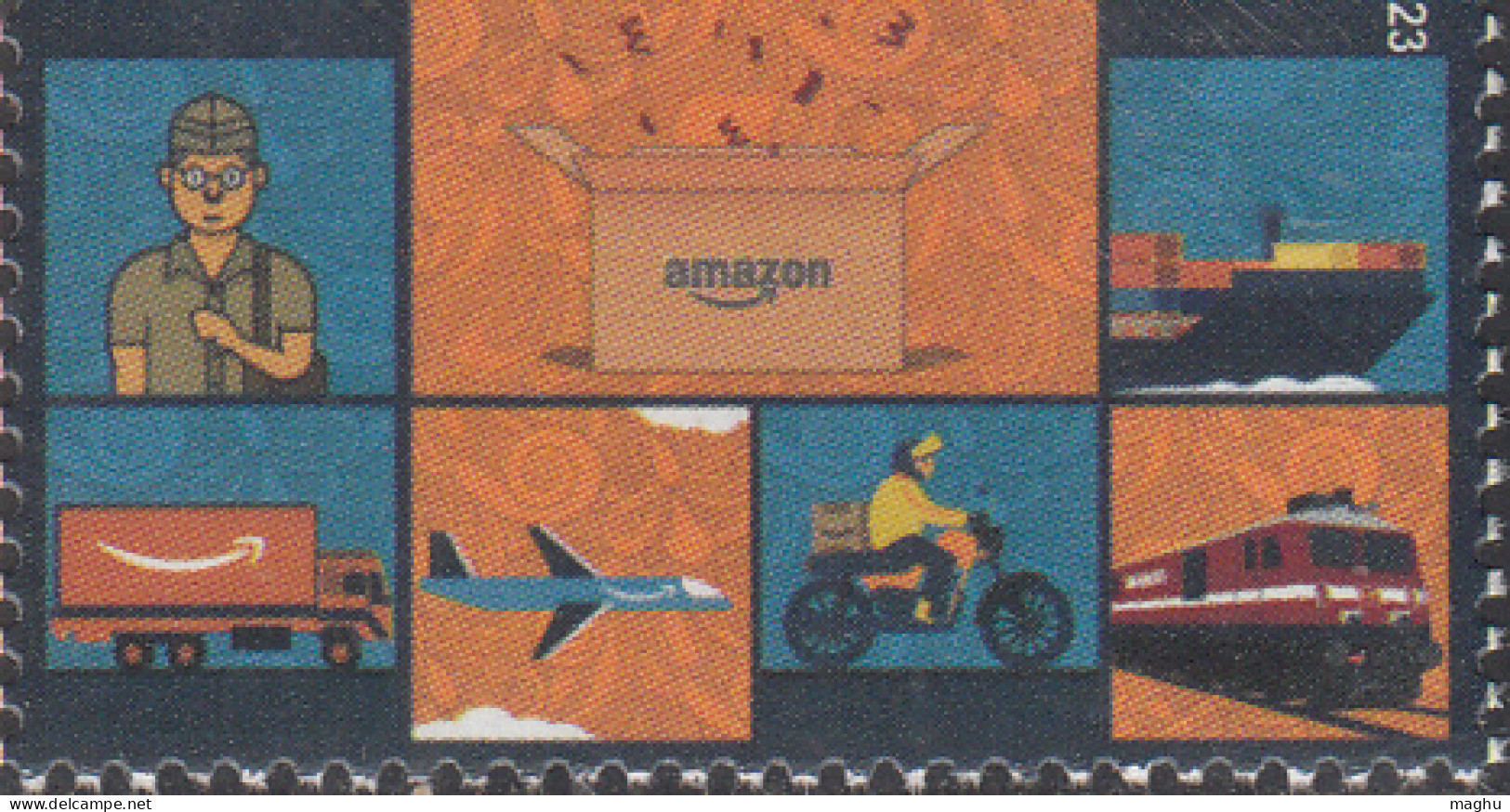 'Amazon' Celebration 10 Yrs, Airplane, Ship, Train, Motorbike, Truck, Transport, Logistic Cargo, My Stamp 2023 MNH - Neufs