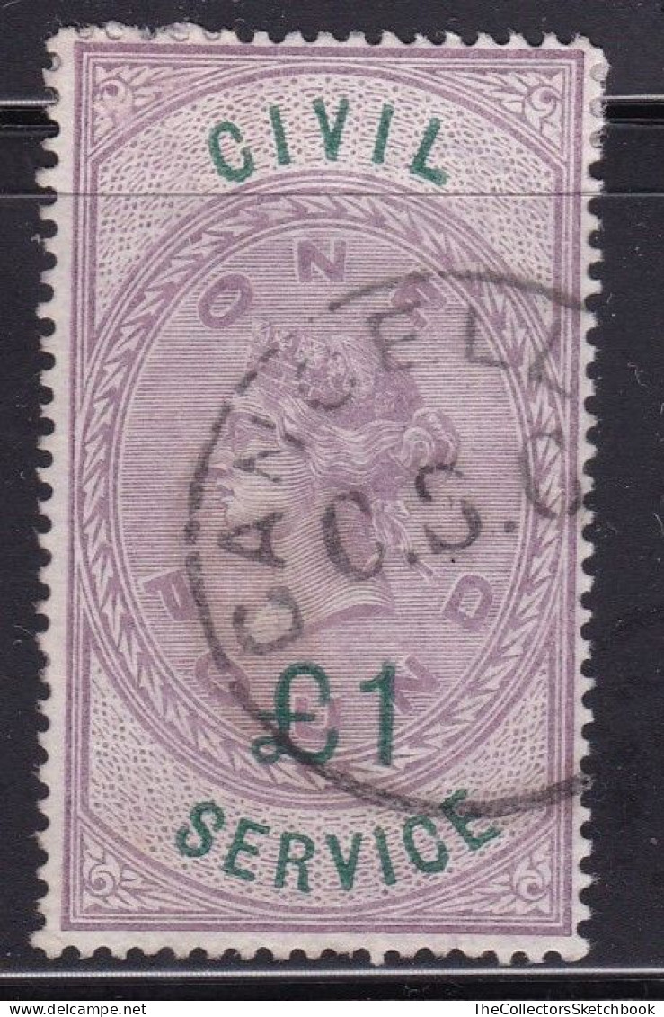 GB Victoria Fiscal/ Revenue Civil Service £1 Lilac And Green  Barefoot 36 Good Used - Steuermarken