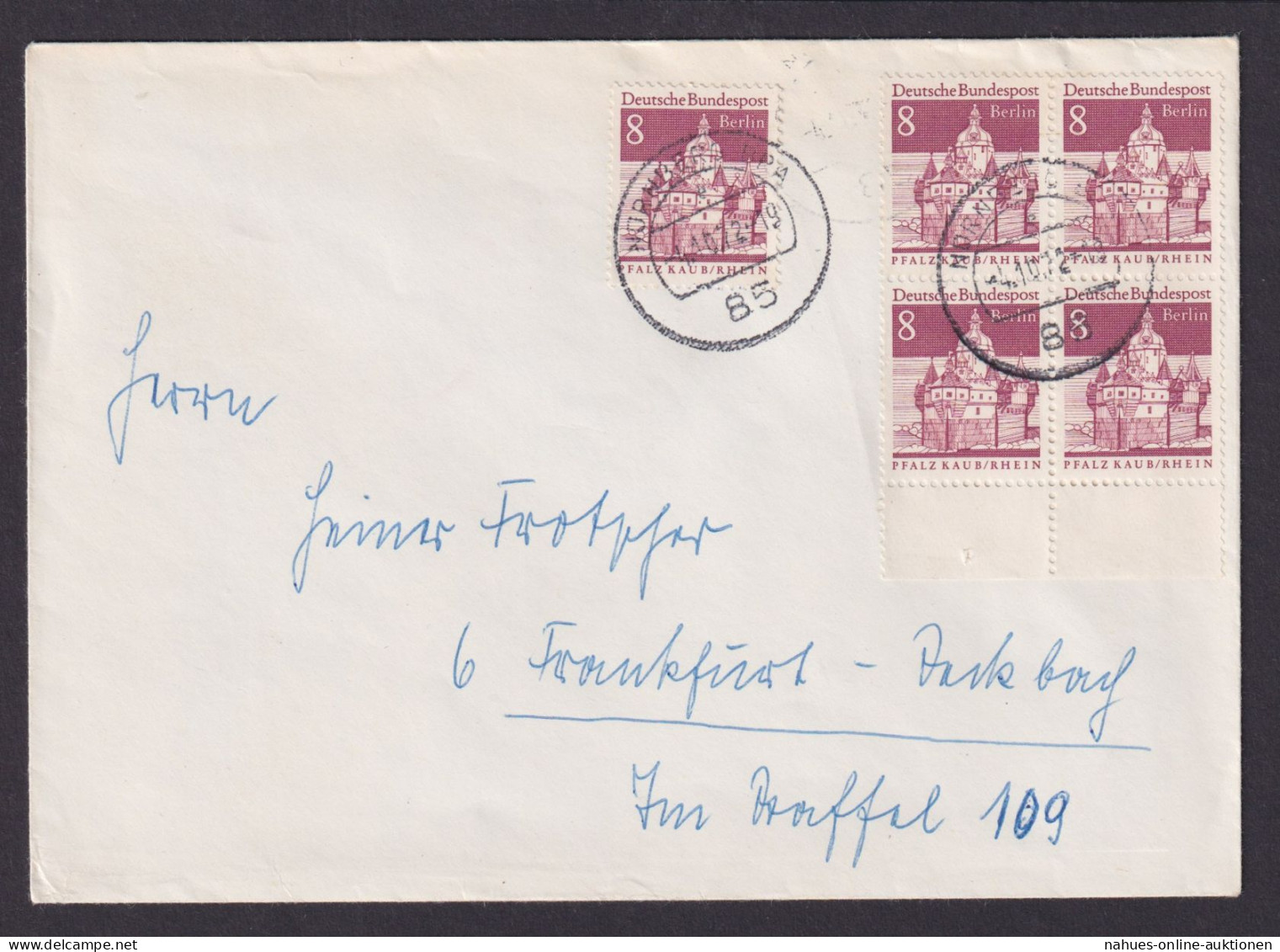 Berlin Brief MEF 271 Rand Viererblock Bauwerke Nürnberg N. Frankfurt - Covers & Documents