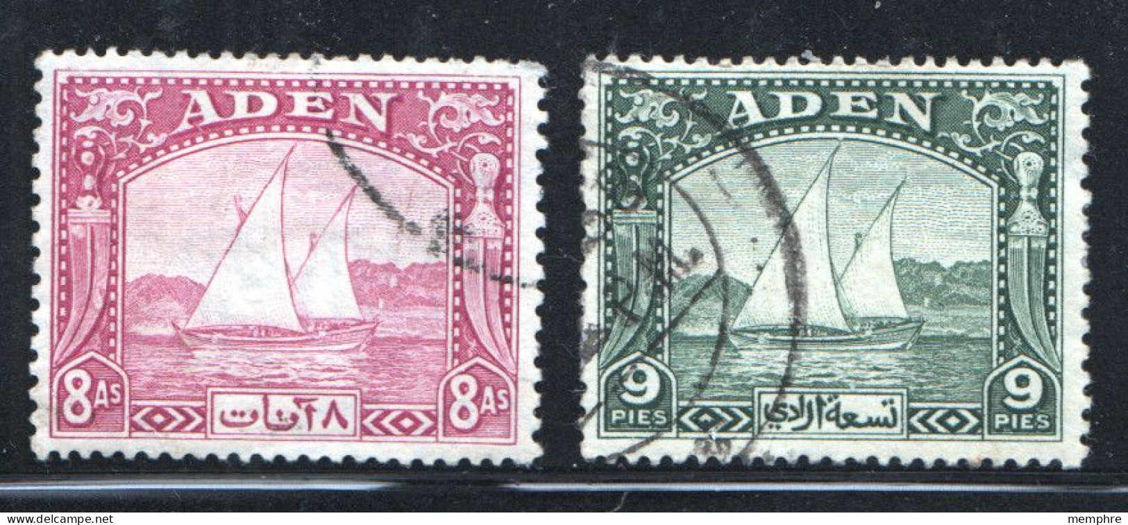 1937  Dhow  9 Pies And 8 Annas SG 2, 8  Used - Aden (1854-1963)