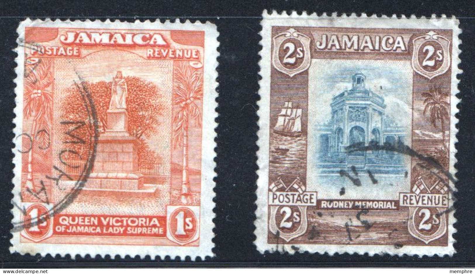 1919-21 Monuments: Victoria 1/-, Admiral Rodney 2/- SG 85-6  Used - Jamaïque (...-1961)