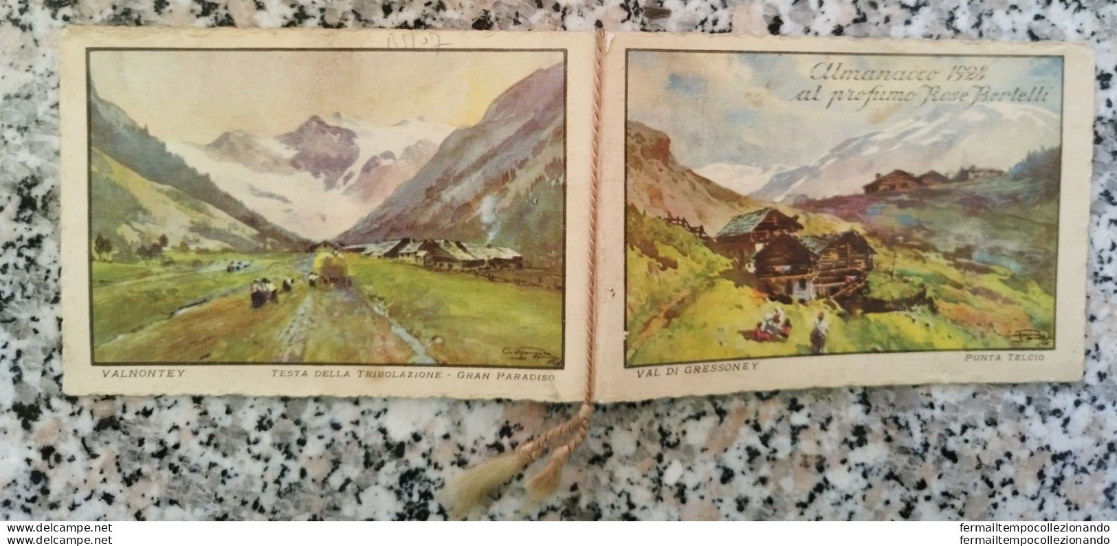 Bs107 Calendarietto Da Barbiere Almanacco Val Di Gressoney 1928 - Andere & Zonder Classificatie