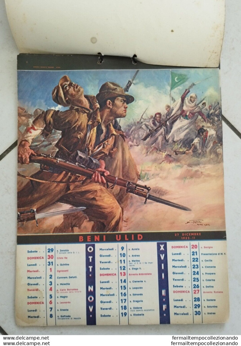 Bs Raro Calendario Fascista Mvsn XVII Milizia  Illustratore Starace E Tafuri - Diploma's En Schoolrapporten