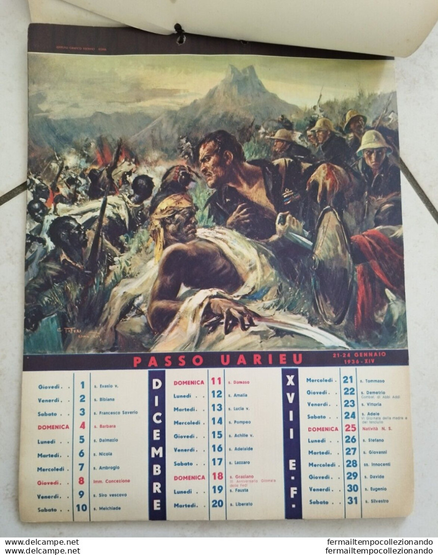 Bs Raro Calendario Fascista Mvsn XVII Milizia  Illustratore Starace E Tafuri - Diploma's En Schoolrapporten