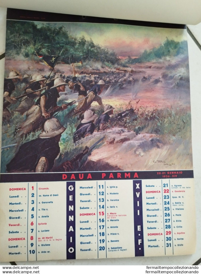 Bs Raro Calendario Fascista Mvsn XVII Milizia  Illustratore Starace E Tafuri - Diploma's En Schoolrapporten