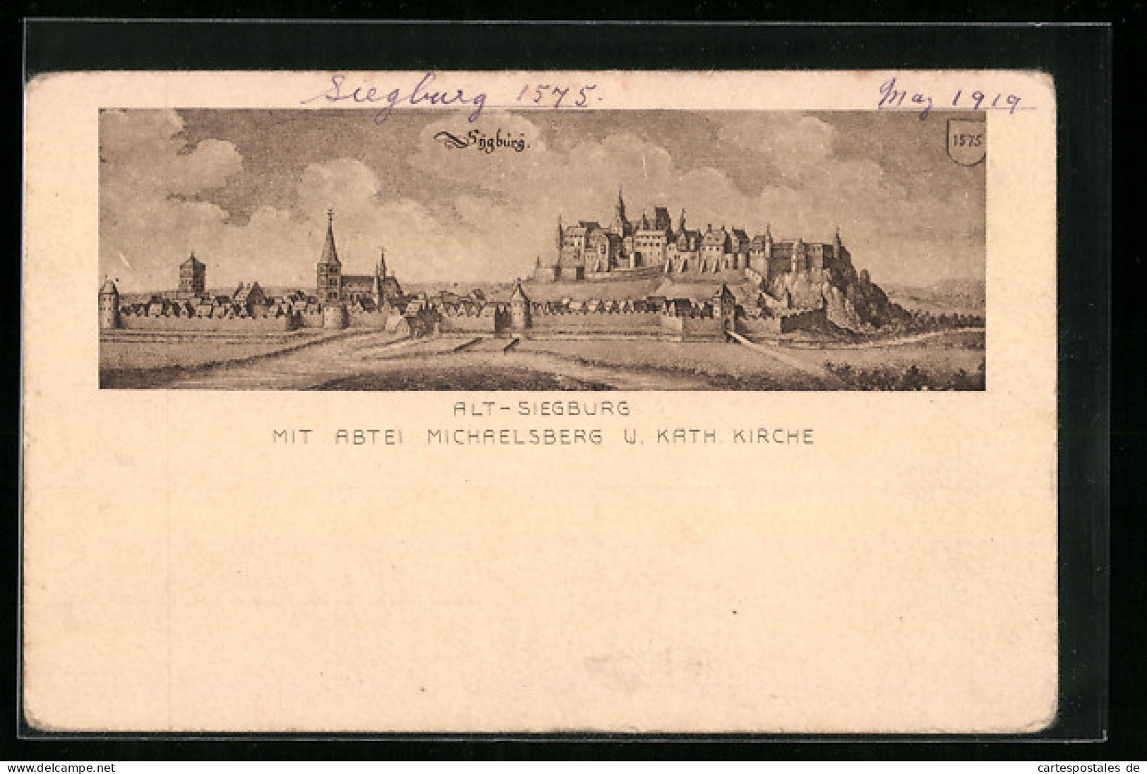 AK Siegburg, Ortsansicht 1575 Mit Abtei Michaelsberg U. Kath. Kirche  - Siegburg