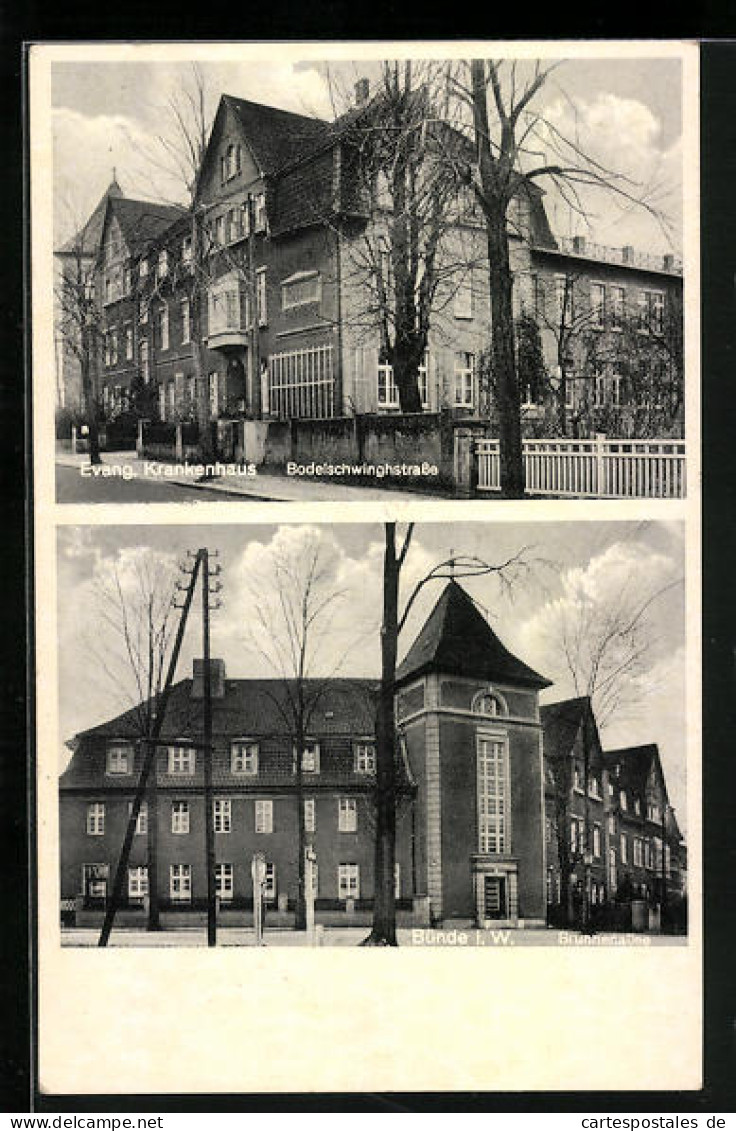 AK Bünde I. W., Evangelisches Krankenhaus Bodelschwinghstrasse Und Brunnenallee  - Buende