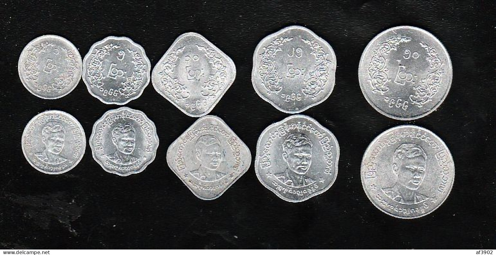 BURMA/MYANMAR COIN 1966 ISSUED 5 COINS COMPLETE SET, AUNC - Myanmar (Birma 1948-...)