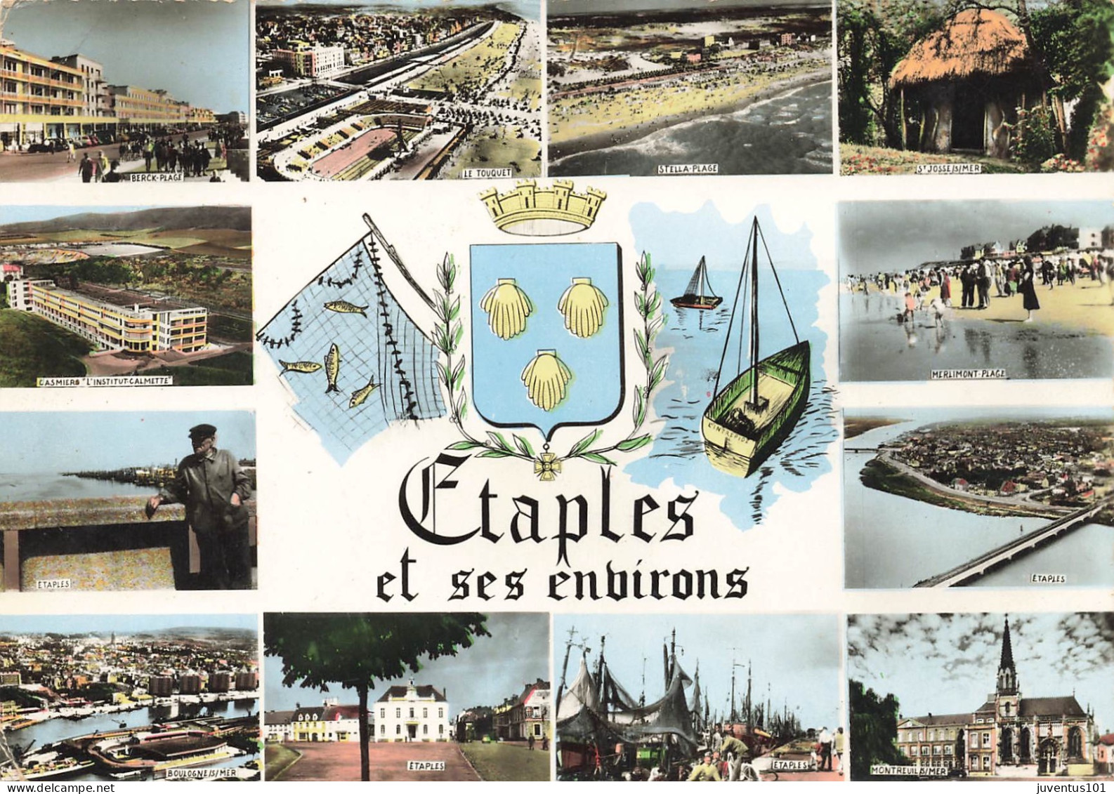 CPSM Etaples Et Ses Environs-Multivues-Timbre   L2825 - Etaples