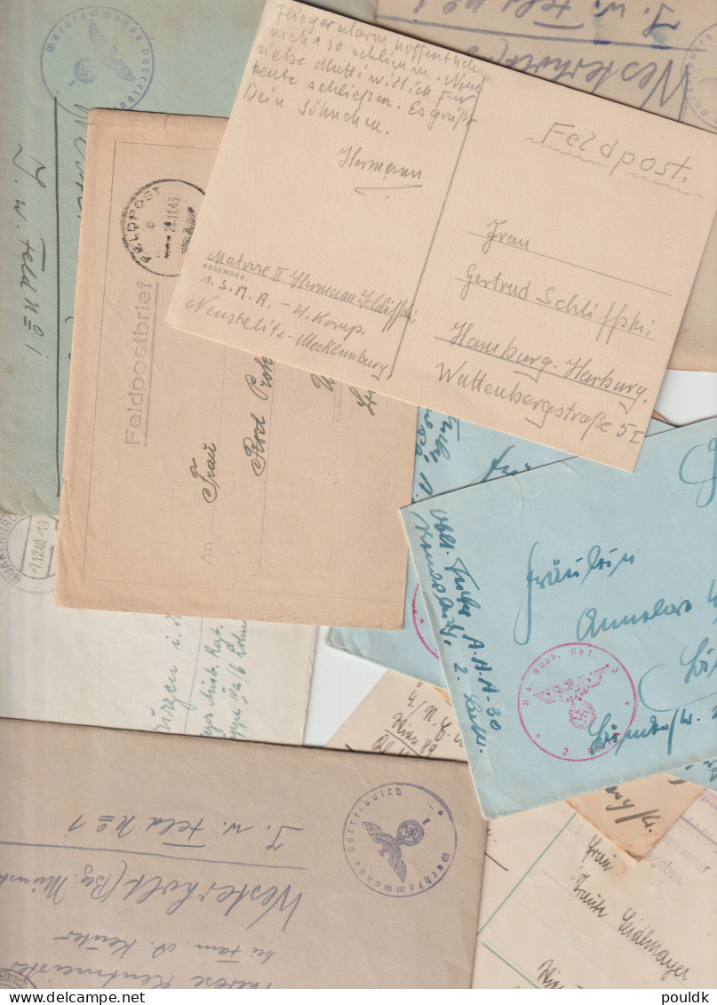 50 German Feldpost Covers From World War 2 From/to Fronts. Many Has Letters. Postal Weight 0,340 Kg. Please Read - Militares