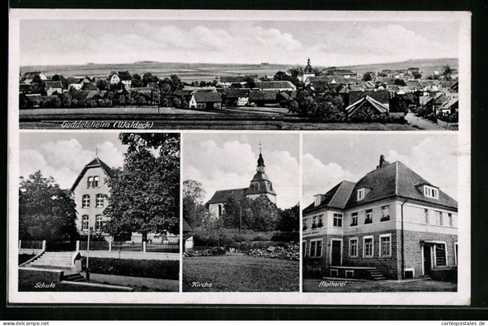 AK Goddelsheim /Waldeck, Schule, Kirche, Molkerei  - Waldeck