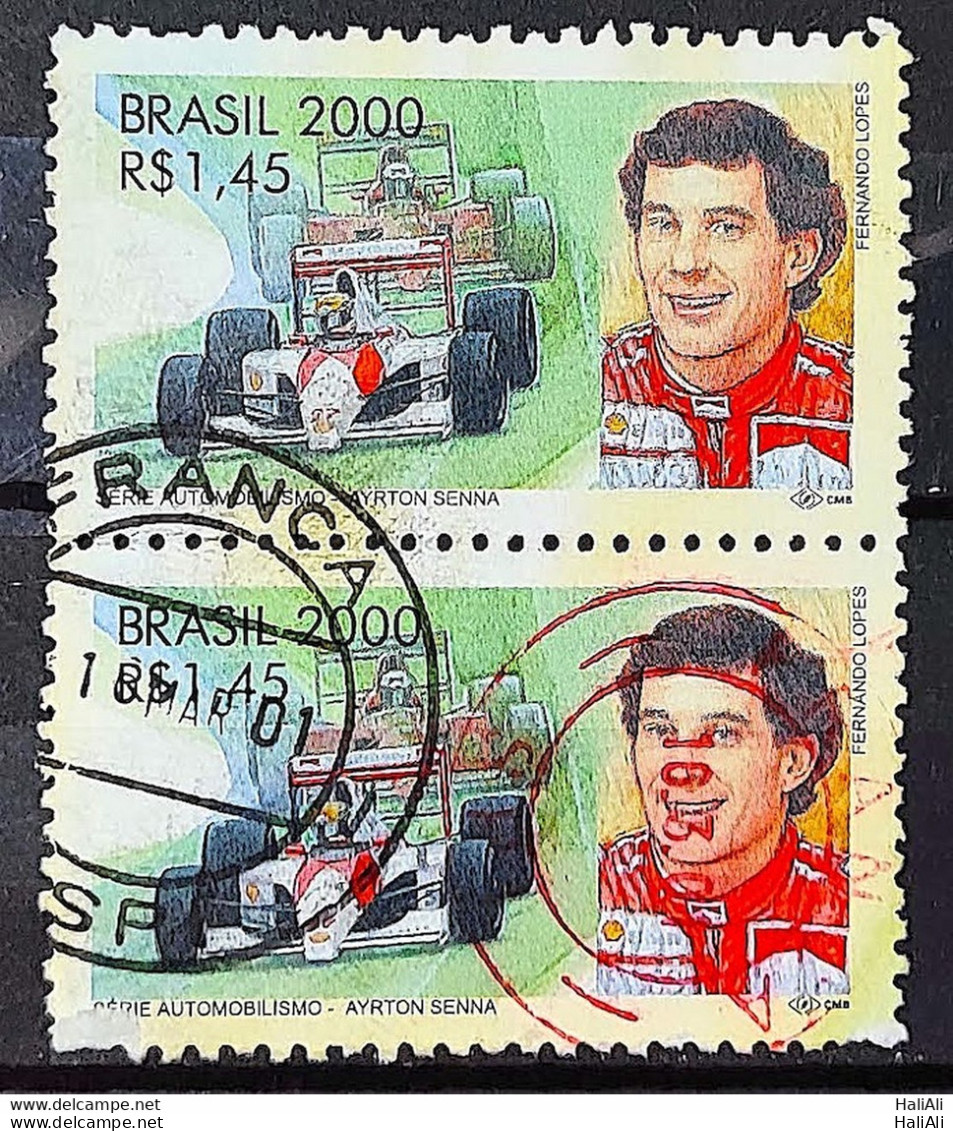 C 2346 Brazil Stamp Ayrton Senna Formula 1 Car 2000 Circulated 2 Dupla - Usati