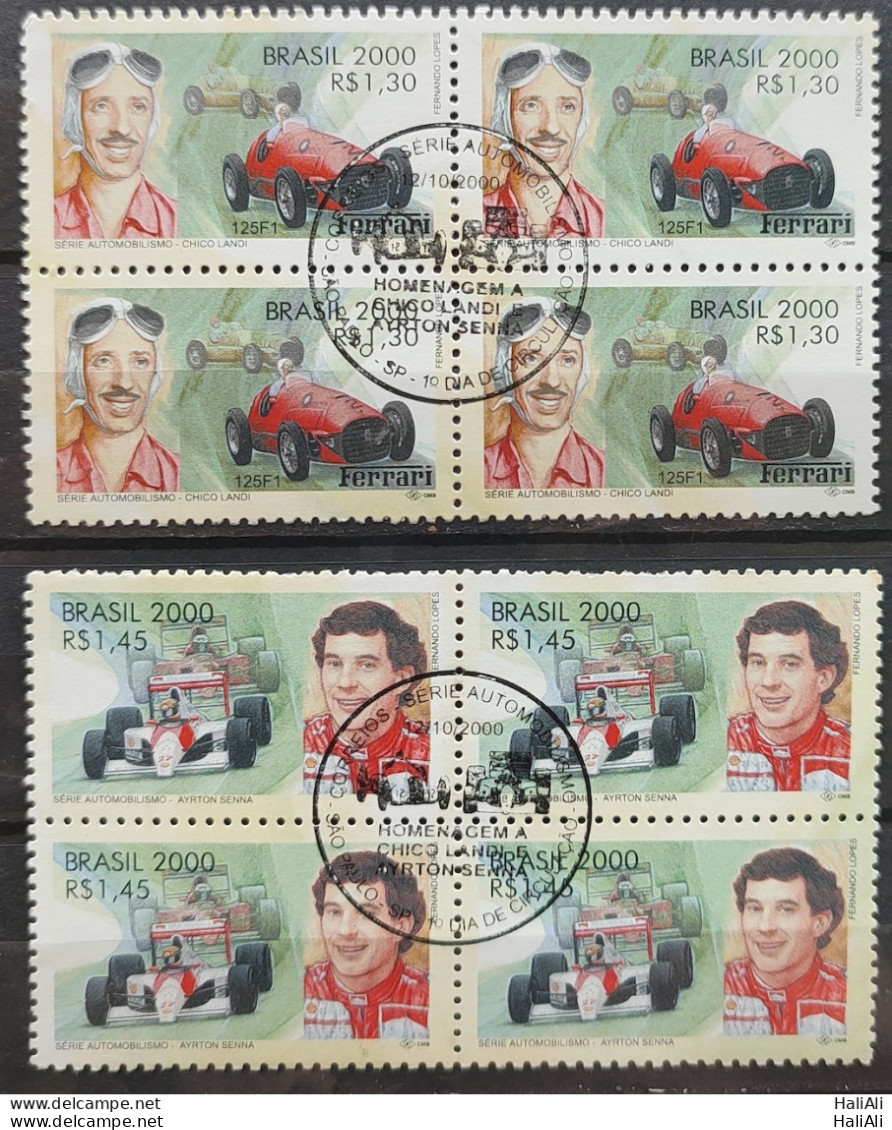 C 2345 Brazil Stamp Chico Landi Ayrton Senna Formula 1 Car 2000 Series Block Of 4 CBC SP - Ungebraucht