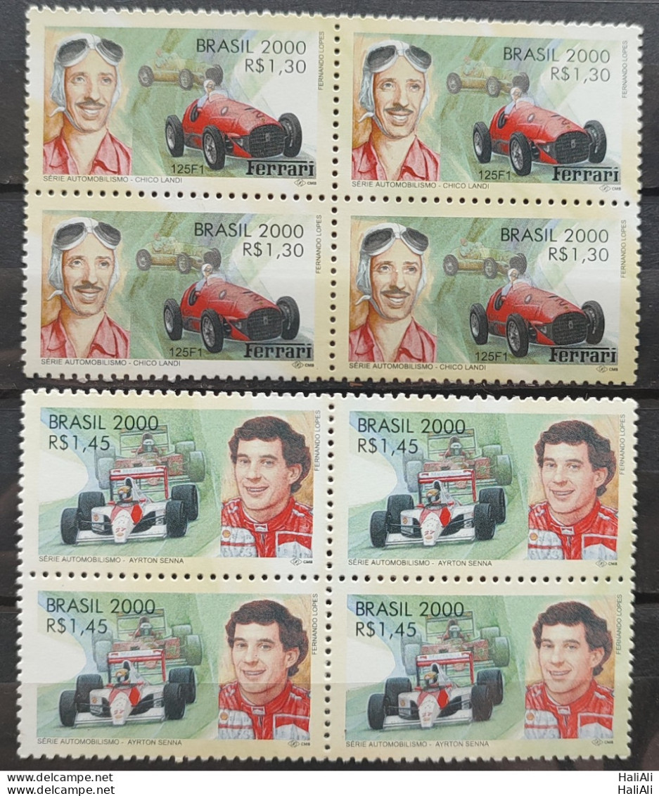 C 2345 Brazil Stamp Chico Landi Ayrton Senna Formula 1 Car 2000 Series Block Of 4 - Unused Stamps