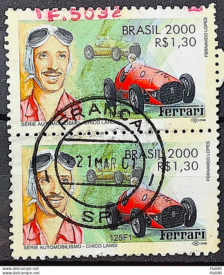 C 2345 Brazil Stamp Automobile Chico Landi Formula 1 Ferrari Car 2000 Circulated 2 Pair - Oblitérés