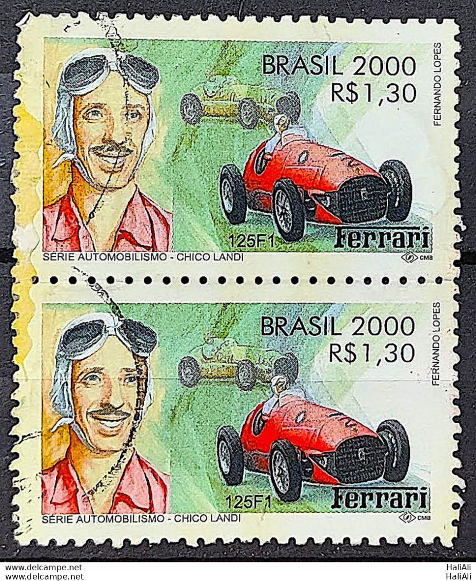 C 2345 Brazil Stamp Automobile Chico Landi Formula 1 Ferrari Car 2000 Circulated 1 Pair - Used Stamps