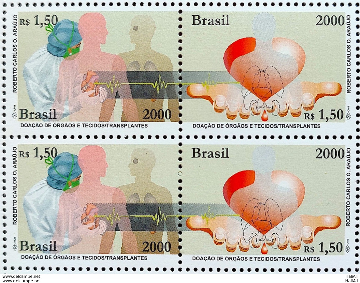 C 2341 Brazil Stamp Donation Of Organ And Tissues Science Health 2000 Block Of 4 - Neufs