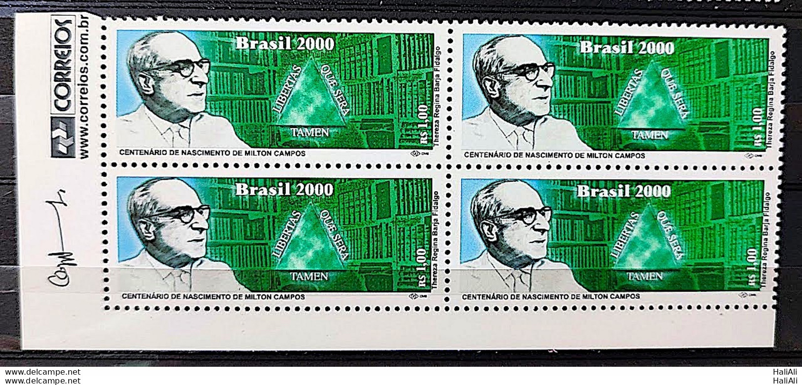 C 2299 Brazil Stamp Milton Campos Political 2000 Block Of 4 Vignette Correios - Ungebraucht