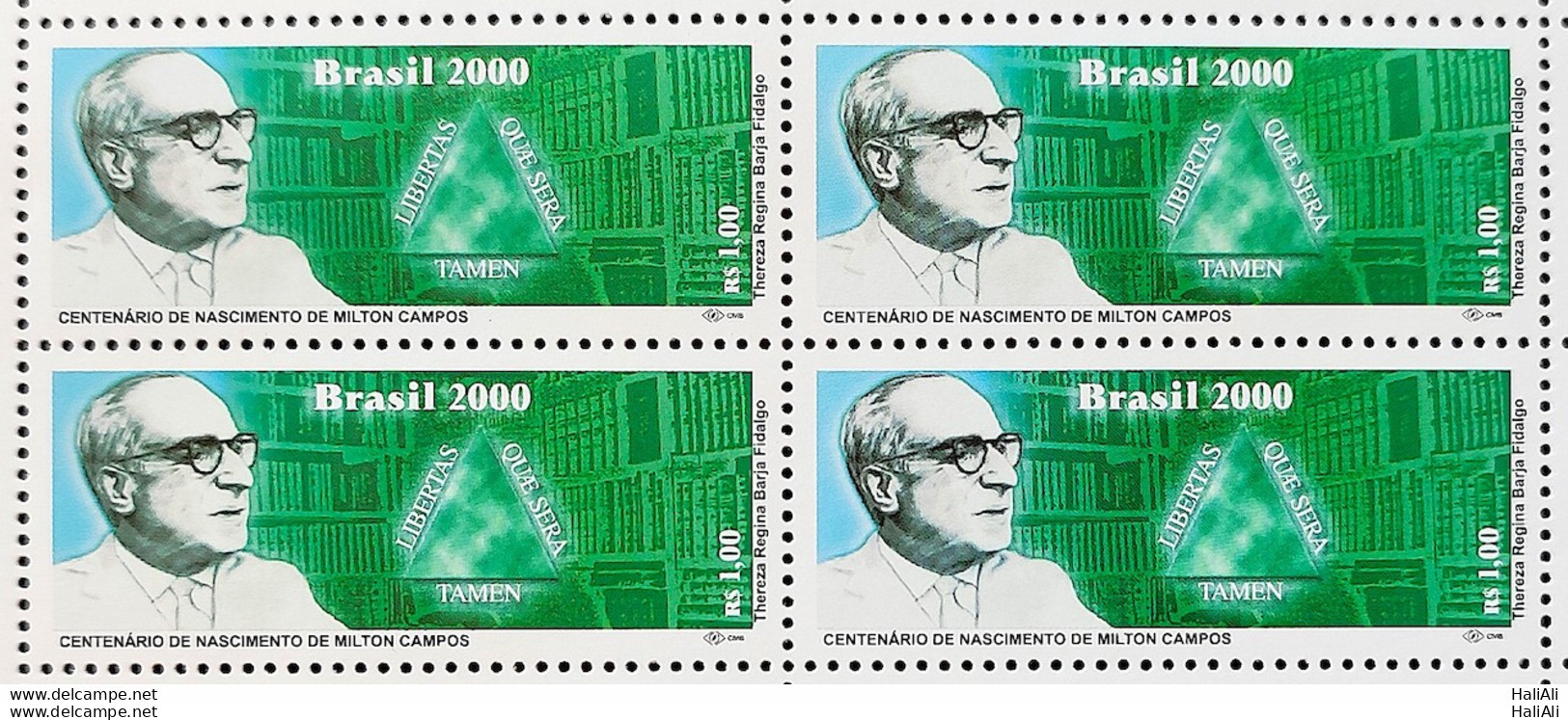 C 2299 Brazil Stamp Milton Campos Political 2000 Block Of 4 - Unused Stamps
