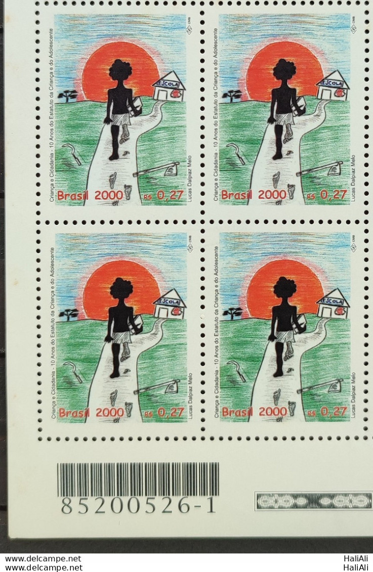 C 2295 Brazil Stamp Child And Citizenship Justice Rights 2000 Block Of 4 Bar Code - Ungebraucht