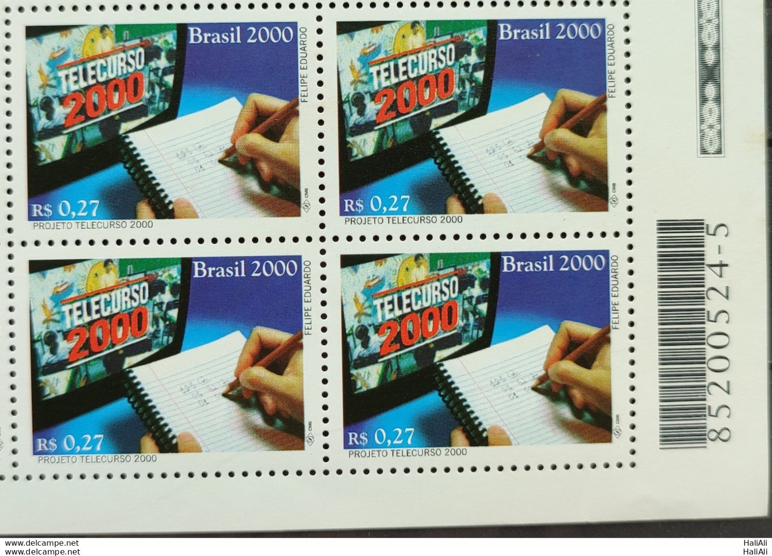 C 2298 Brazil Stamp Telecurso 2000 Education Distance Learning 2000 Block Of 4 Bar Code - Ongebruikt