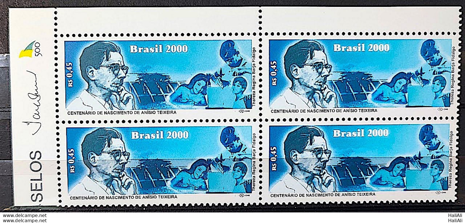 C 2294 Brazil Stamp Centenary Anisio Teixeira Education Child Classes 2000 Block Of 4 Vignette 500 Years - Neufs