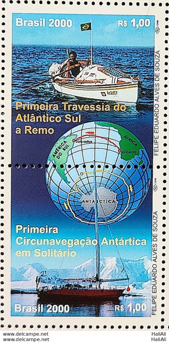 C 2282 Brazil Stamp Crossing The South Atlantic By Rowing Map Flag 2000 - Ongebruikt