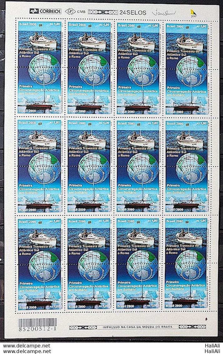 C 2282 Brazil Stamp Crossing The South Atlantic By Rowing Map Flag 2000 Sheet - Nuovi