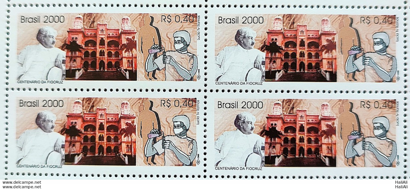 C 2280 Brazil Stamp Oswaldo Cruz Fiocruz Health Science 2000 Block Of 4 - Nuevos