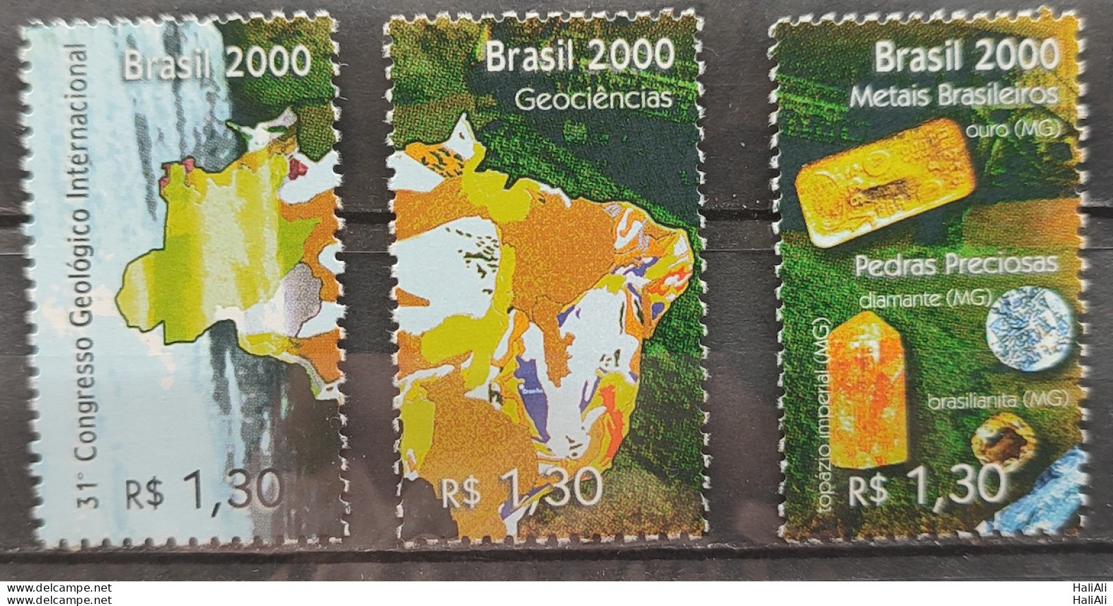 C 2277 Brazil Stamp From Brazil Stamp Geology Hannover Map Jewel Gold Diamond 2000 - Ungebraucht
