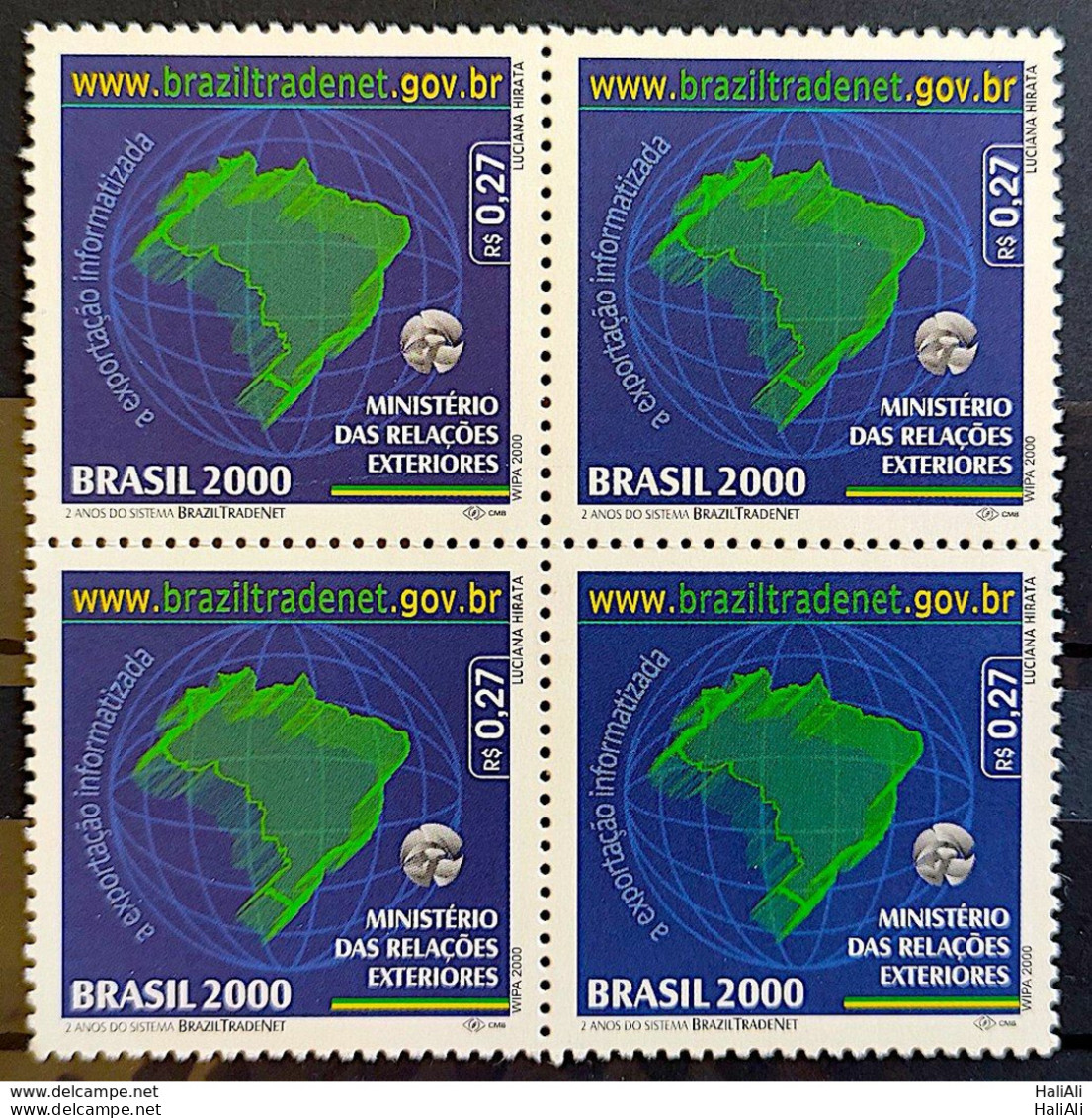 C 2275 Brazil Stamp Ministry Of Foreign Affairs Map Braziltradenet 2000 Block Of 4 - Ungebraucht