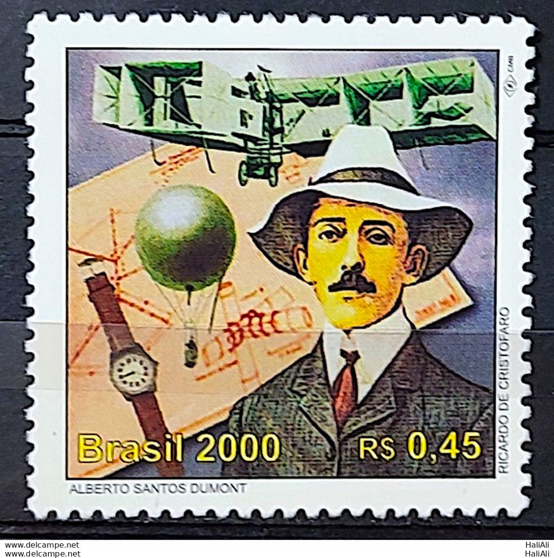 C 2267 Brazil Stamp 500 Years Discovery Of Brazil 2000 Santos Dumont Airplane Balao Chapeu Watch - Ungebraucht