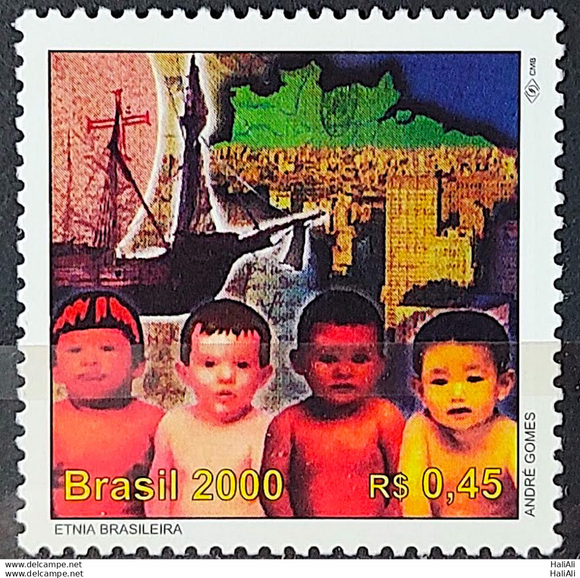 C 2258 Brazil Stamp 500 Years Discovery Of Brazil 2000 Etnia Child Map Ship - Neufs