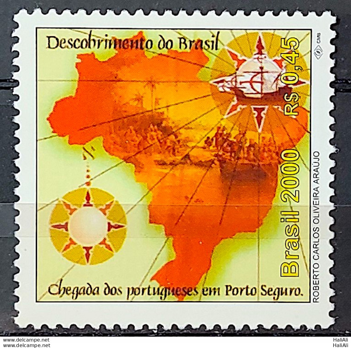 C 2261 Brazil Stamp 500 Years Discovery Of Brazil 2000 Map Ship Porto Seguro - Ungebraucht
