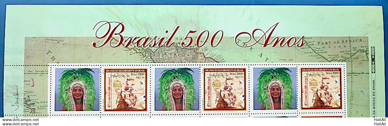 C 2254 Brazil Personalized Stamp Discovery Of Brazil Indian Ship Portugal Woman 2000 Vignette Superior - Neufs