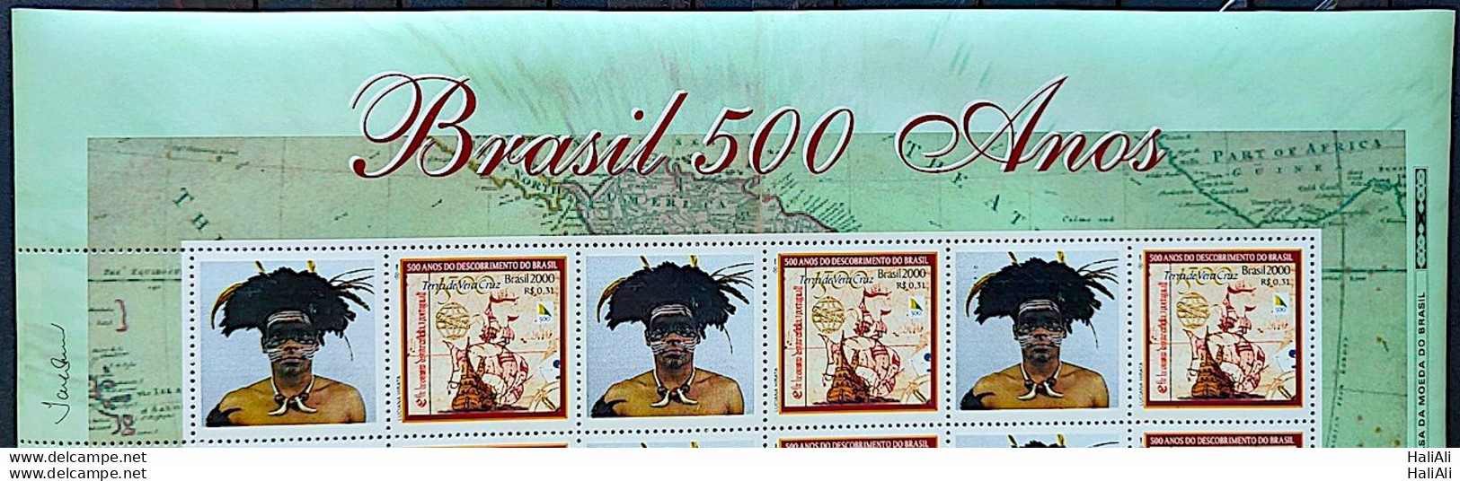 C 2254 Brazil Stamp Custom Discovery Of Brazil Indian Portugal 2000 3 Brazil Stamps Vignette Brasil 500 Years - Unused Stamps