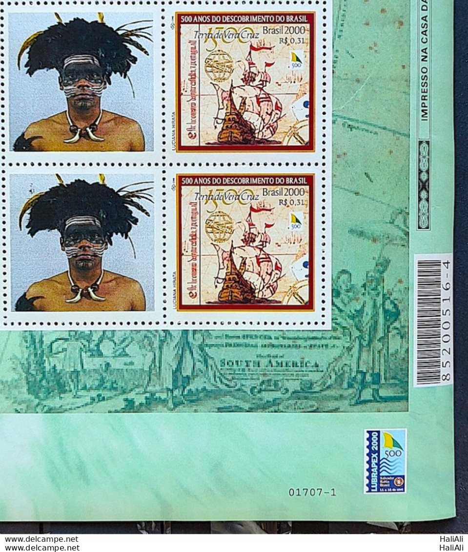 C 2254 Brazil Stamp Custom Discovery Of Brazil Indian Portugal 2000 Block Of 4 Vignette Lubrapex - Nuovi