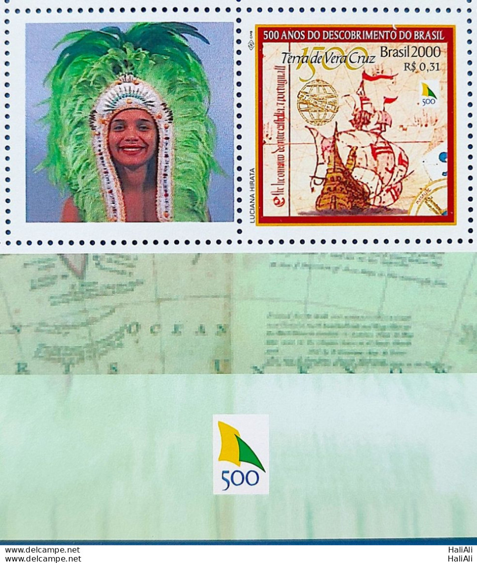 C 2254 Brazil Personalized Stamp Discovery Of Brazil Indian Ship Portugal Woman 2000 Vignette 500 Years - Nuovi