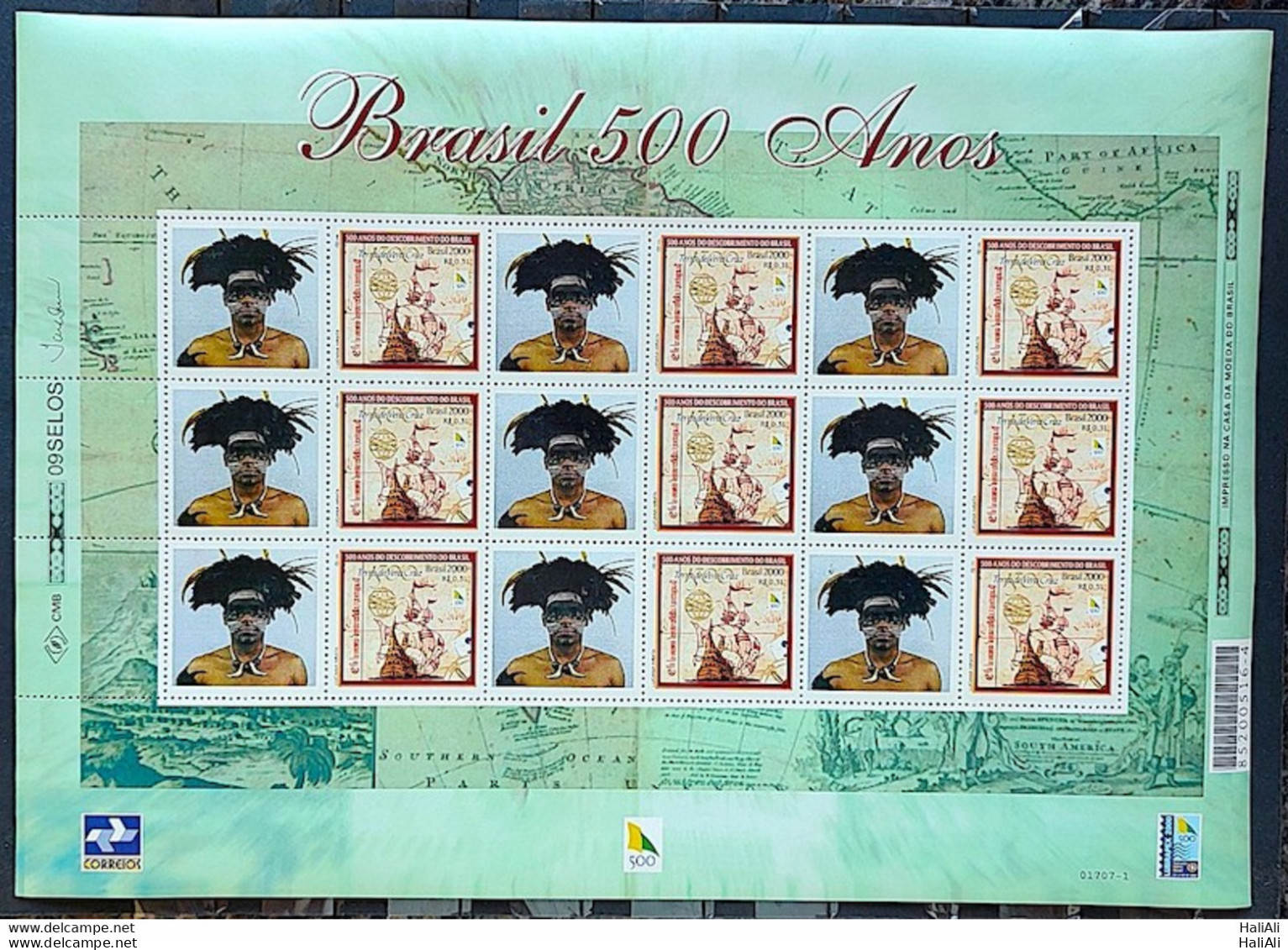 C 2254 Brazil Stamp Custom Discovery Of Brazil Indian Portugal 2000 Sheet - Neufs
