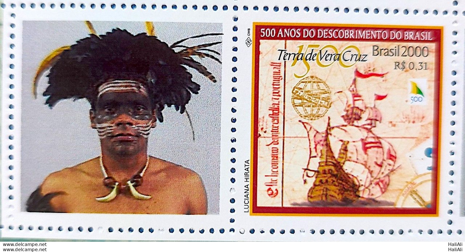 C 2254 Brazil Personalized Stamp Discovery Of Brazil Indian Ship Portugal 2000 - Ungebraucht