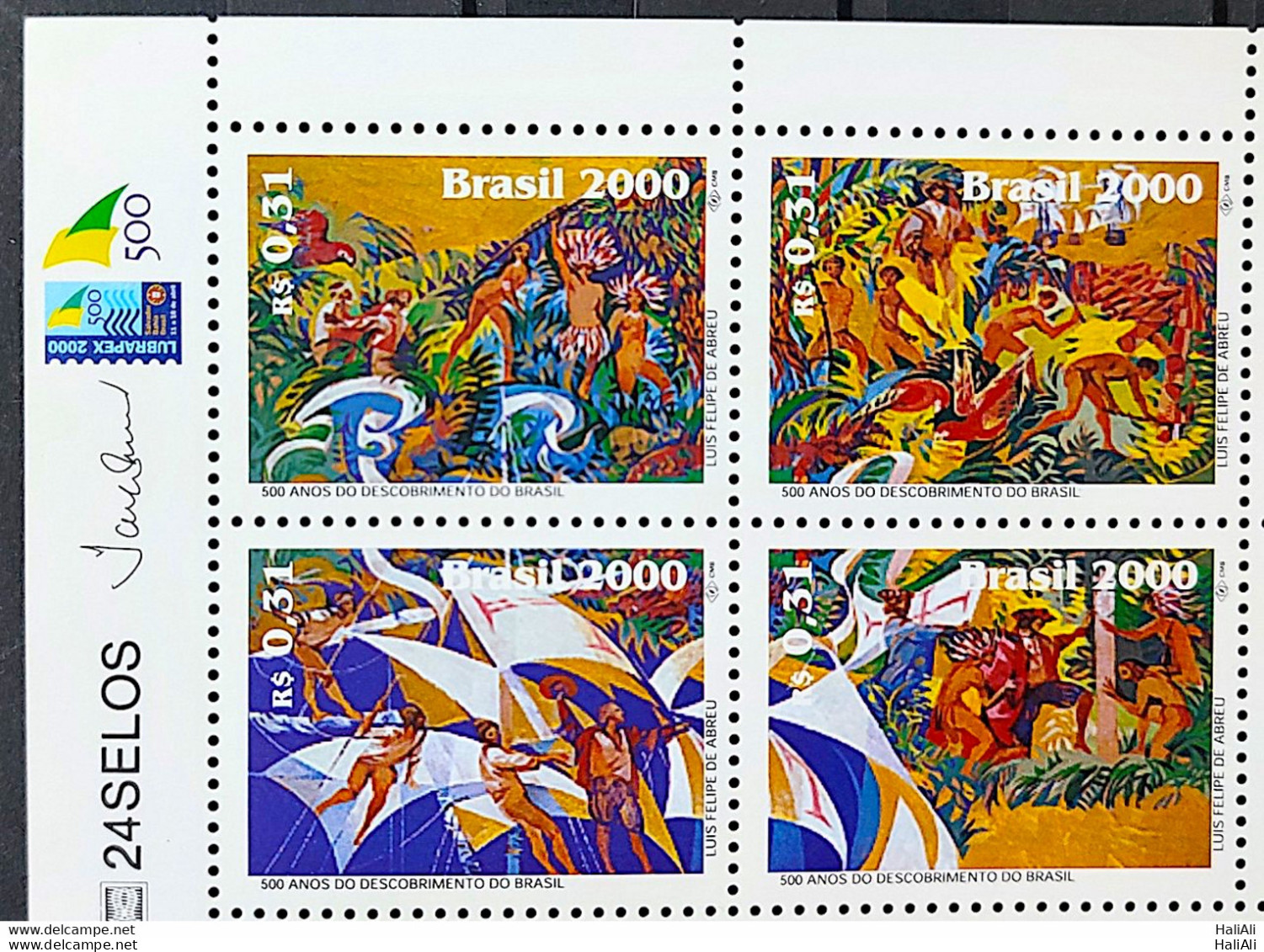 C 2250 Brazil Stamp Discovery Of Brazil Art Indian Portugal 2000 Vignette 500 Years - Ongebruikt