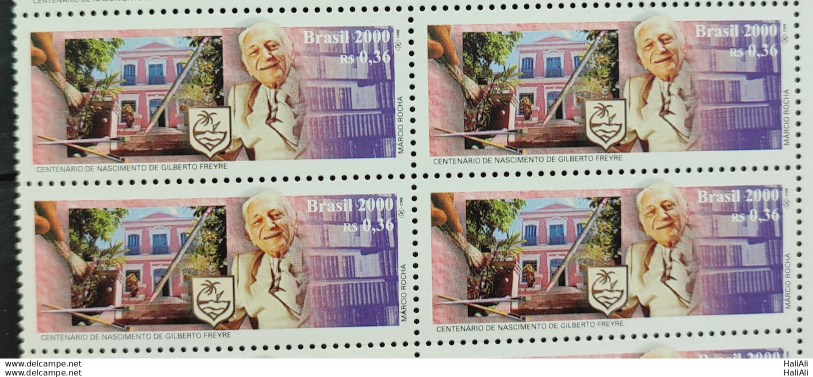 C 2248 Brazil Stamp Centenary Gilberto Freyre Literature 2000 Block Of 4 - Ungebraucht