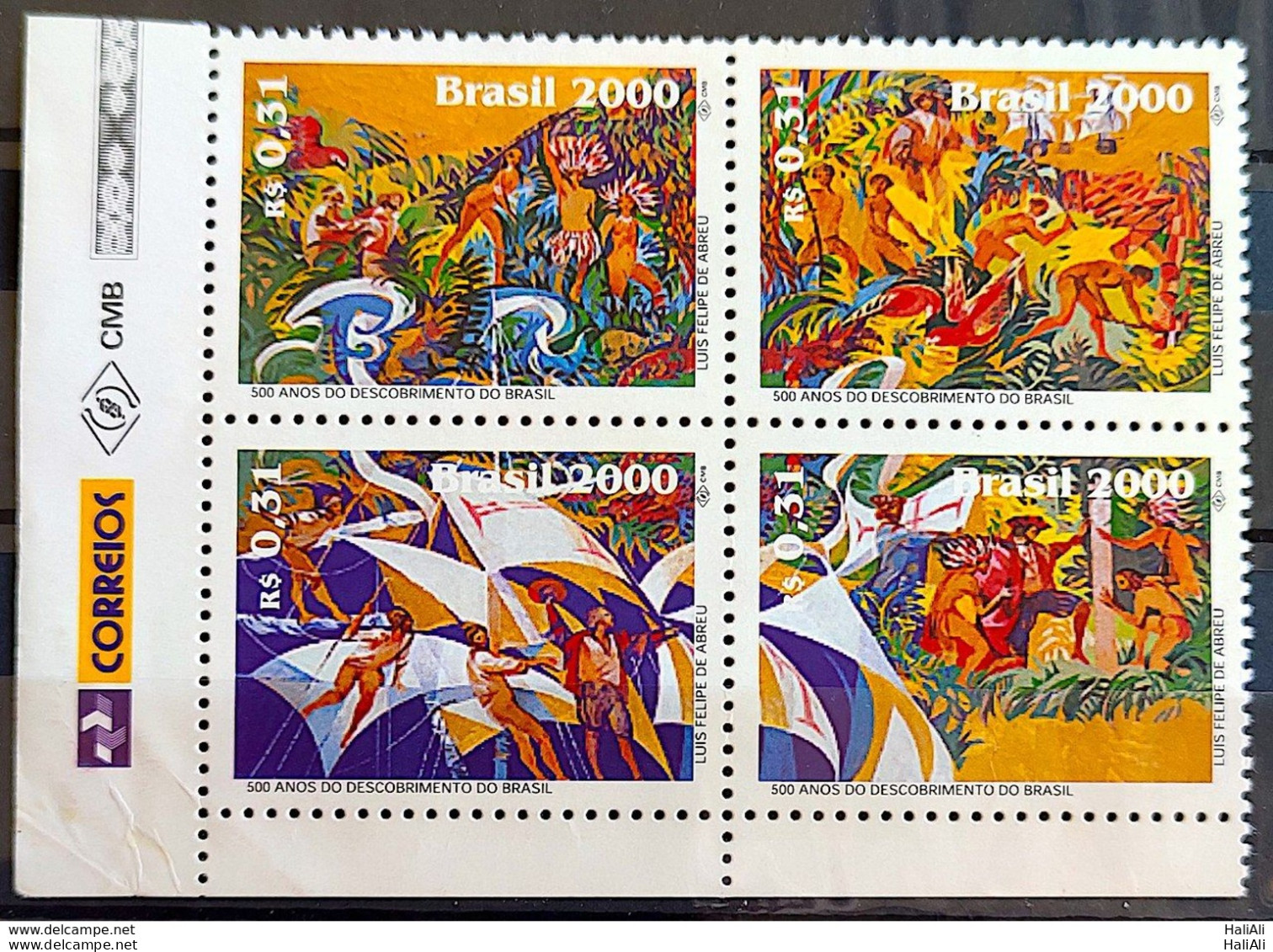 C 2250 Brazil Stamp Of Discovery Of Brazil, Art, Indian, Portugal 2000 - Unused Stamps