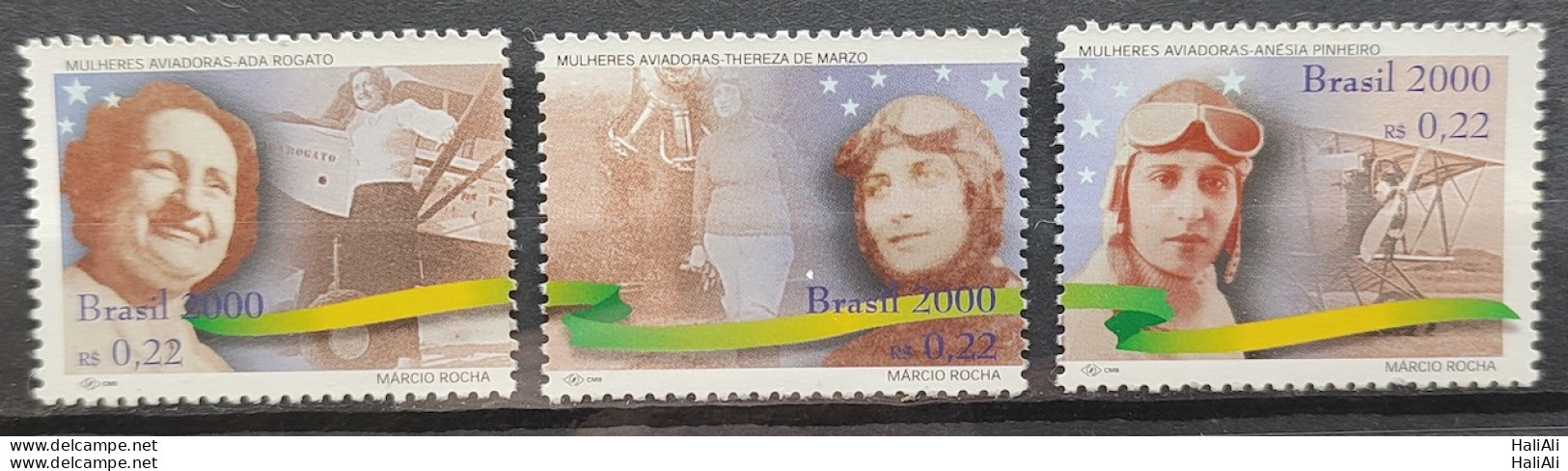C 2243 Brazil Stamp Airplane Women 2000 Complete Series Separated - Ungebraucht