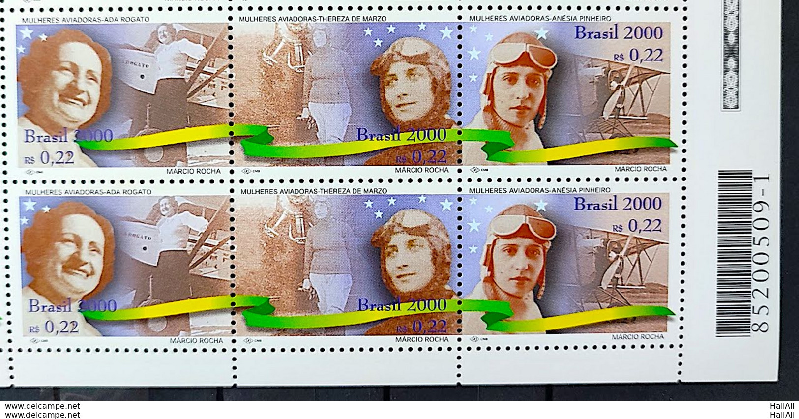 C 2243 Brazil Stamp Airplane Women 2000 Sextile Bar Code - Unused Stamps