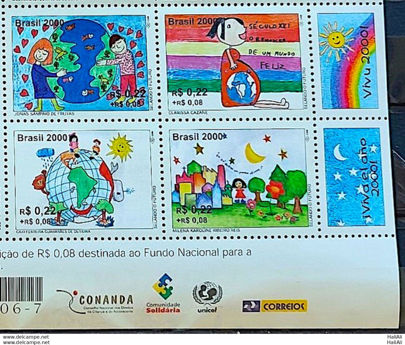 C 2238 Brazil Stamp Future Map Star Sun 2000 Vignette 4 - Unused Stamps